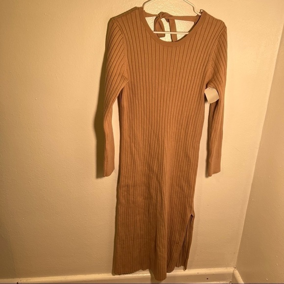Wayf x BFF Hollie Long Sleeve Sweater Dress Camel - Picture 5 of 13